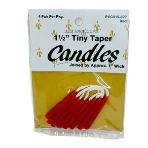 Vintage 1988 Tiny Taper Candles Red 1.5" Mini Set NIP Hong Kong Holiday Decor